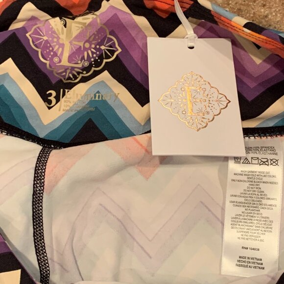 Eluminary Sz 3 (fits 14+) multicolor zig zag work out pants/leggings w/pockets N - Picture 4 of 5